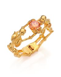 Alexander McQueen | Metallic Twin Skeleton Crystal Bracelet | Lyst