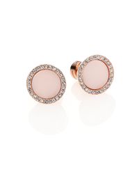 Michael Kors | Pink Rose & Blush Pave Stud Earrings | Lyst