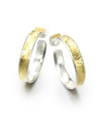 Gurhan | Metallic Hourglass 24k Yellow Gold & Sterling Silver Hoop Earrings/1 | Lyst