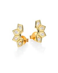 Ron Hami | Metallic Rain Diamond & 18k Yellow Gold Small Fan Earrings | Lyst