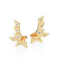 Ron Hami | Metallic Rain Diamond & 18k Yellow Gold Medium Spike Ear Cuffs | Lyst