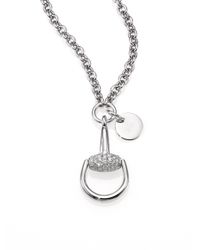 Gucci | Metallic Horsebit Diamond & 18k White Gold Pendant Necklace | Lyst
