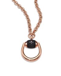 Gucci | Pink Horsebit Black Diamond & 18k Rose Gold Pendant Necklace | Lyst