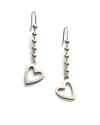 Gucci | Metallic Sterling Silver Heart Drop Earrings | Lyst