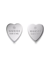 Gucci | Metallic Sterling Silver Heart Earrings | Lyst
