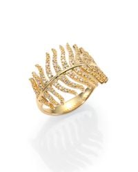 Mizuki | Metallic Wings Of Desire Diamond & 14k Yellow Gold Feather Wrap Wing | Lyst