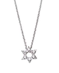 Roberto Coin | Tiny Treasures Diamond & 18k White Gold Star Of David Necklace | Lyst