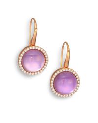 Roberto Coin | Metallic Cocktail Amethyst, Mother-of-pearl, Diamond & 18k Rose Gold Drop Earrings | Lyst