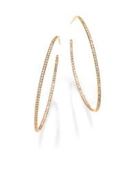 Roberto Coin | Metallic Diamond & 18k Gold Inside-outside Hoop Earrings/2.25 | Lyst
