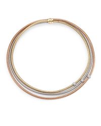 Roberto Coin | Metallic Primavera Diamond, 18k White, Rose & Yellow Gold Multi-row Necklace | Lyst