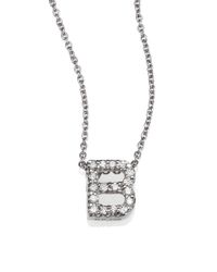 Roberto Coin | Tiny Treasures Diamond & 18k White Gold Love Letter Pendant Necklace | Lyst