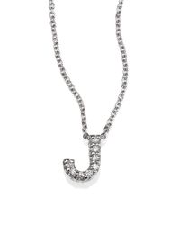 Roberto Coin | Tiny Treasures Diamond & 18k White Gold Love Letter Pendant Necklace | Lyst