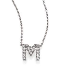 Roberto Coin | Tiny Treasures Diamond & 18k White Gold Love Letter Pendant Necklace | Lyst