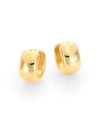 Roberto Coin | Metallic 18k Yellow Gold Huggie Hoop Earrings/0.6 | Lyst
