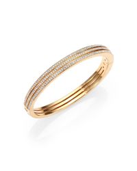 Adriana Orsini | Metallic Pave Crystal Three-row Bangle Bracelet/goldtone | Lyst