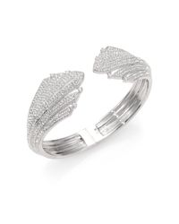 Adriana Orsini | Metallic Deco Pave Crystal Hinged Bangle Bracelet/silvertone | Lyst