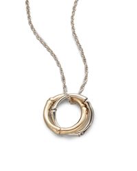 John Hardy | Metallic Bamboo 18k Yellow Gold & Sterling Silver Small Interlinking Pendant Necklace | Lyst