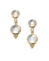 Temple St. Clair | Metallic Royal Blue Moonstone, Diamond & 18k Yellow Gold Double-drop Earrings | Lyst