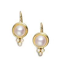 Temple St. Clair | Metallic Classic 7mm White Mabe Pearl, Diamond & 18k Yellow Gold Drop Earrings | Lyst