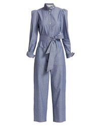 Anna Mason Cotton Star Belted Chambray Jumpsuit in Blue Chambray (Blue ...