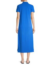 Polo Ralph Lauren Cotton Blue Dress With A Polo Collar - Lyst