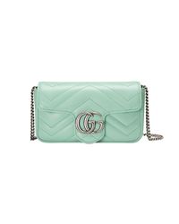 Gucci GG Marmont Matelassé Leather Super Mini Bag in Green - Lyst
