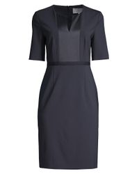 Boss By Hugo Boss Deriba Stretch Sheath Wool Dress In Navy Blue Lyst