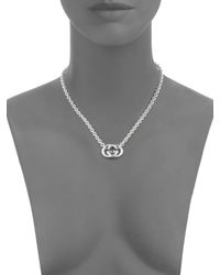 Gucci Double Sterling Silver Necklace in Metallic -