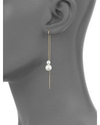 Ippolita Metallic Nova 18k Yellow & White Pearl Drop Thread Earrings