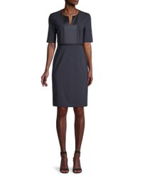 Boss By Hugo Boss Deriba Stretch Sheath Wool Dress In Navy Blue Lyst