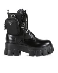 prada monolith leather boots women