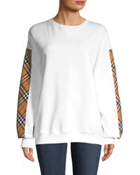 vintage check detail cotton blend sweatshirt