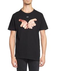 Off white t shirt hand Clearance