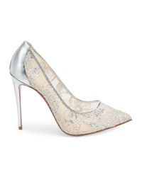 silver lace pumps