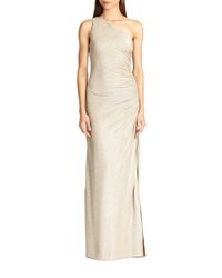 Laundry by Shelli Segal Synthetic One-shoulder Gown in Gold Silver ...
