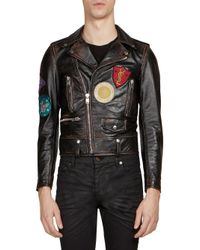 saint laurent multi patch leather jacket