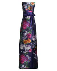 kay unger gathered waist evening dress
