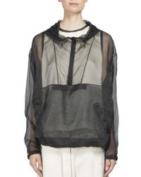 Maison Margiela Black Sheer Silk Drawstring Hoodie