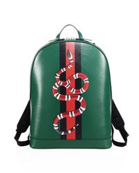 Gucci Snake Leather Backpack in Green for - Lyst
