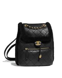 chanel black leather backpack