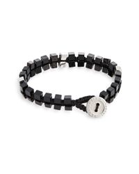 Tateossian | Black Agate Double-cube Macramé Button Bracelet for Men | Lyst