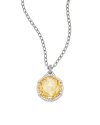 Judith Ripka | Metallic Diamond Sterling Silver 18k Yellow Gold Heart Link Necklace | Lyst
