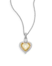 Judith Ripka | Gray Diamond Canary Crystal Small Heart Pendant | Lyst