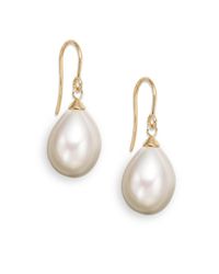 Majorica | White 10mm Teardrop Pearl Earrings | Lyst