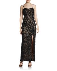 aidan mattox embellished column gown