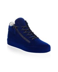 Giuseppe Zanotti Velvet Spray High-top Sneakers in Blue for Men - Lyst