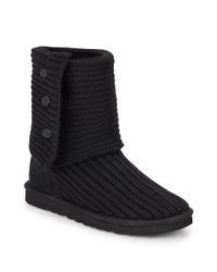 UGG ® Classic Cardy Button Detailed Knit Boots in Black (Gray) - Lyst
