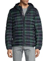 plaid puffer jacket mens