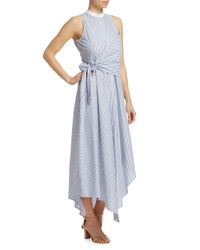 Navy blue striped asymmetric dress Clearance