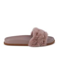 Valentino Garavani Valentino Garavani Women's Rockstud Mink Fur Slides -  Mint - Size 39 (9) Sandals - Lyst